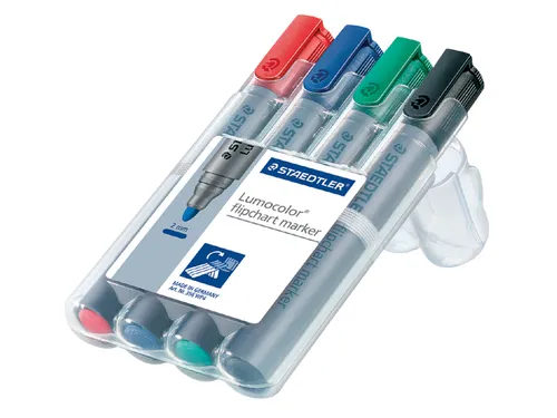 Viltstift Staedtler 356 voor flipover rond 2mm 4 stuks assorti