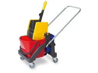 Dweilwagen met kunststof emmers 1x17L en 1x6L met duwbeugel - 1