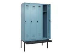 locker met bank,HxBxD 2120x1200x815mm,4vak,vak B 300mm,draaigrendel