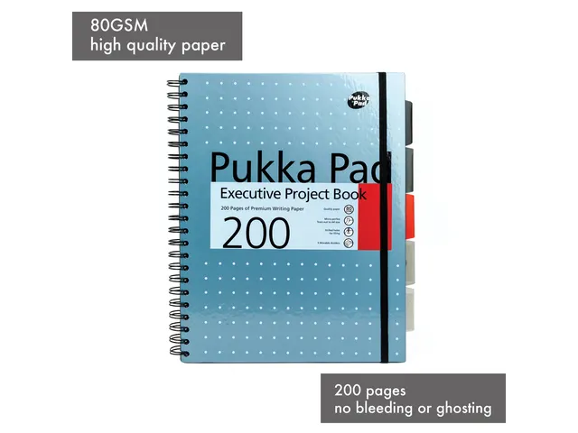 Carnet de projet spirales Pukka Pad Metallic Executive A4 ligné 3 pcs