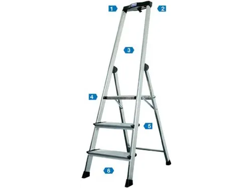 trapladder,eenzijdig,3trede(n),balk L 1,55m,aluminium