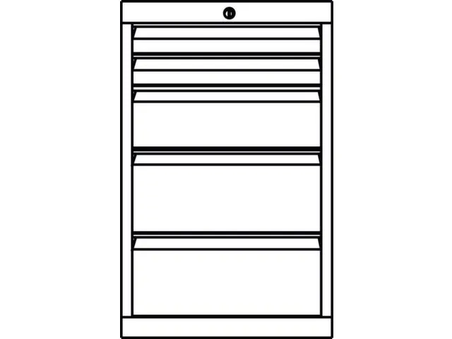 ladekast HxBxD 800x715x600mm 5laden slot RAL7035 front RAL5012