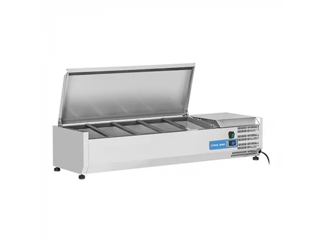 COOL HEAD Koelvitrine 5x 1/4 GN rvs deksel