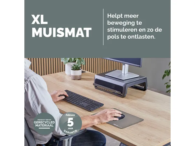 Muismat Fellowes Breyta XL grijs 21x28cm