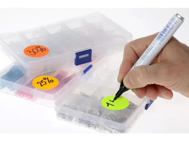 Etiketten Op Rol 25mm Fluor Oranje Met Dispenser 500 Stuks