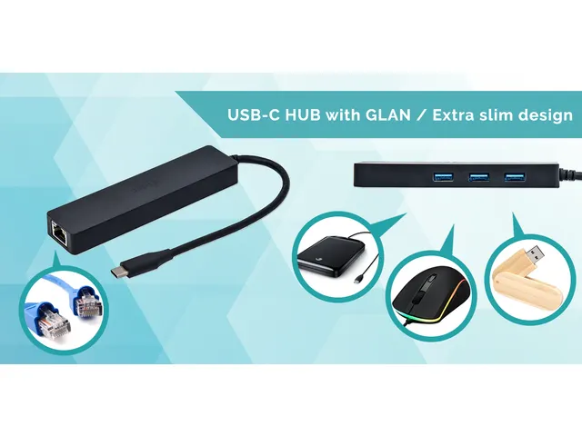 i-tec USB-C Slim HUB 3-poorts + GLAN Adapter