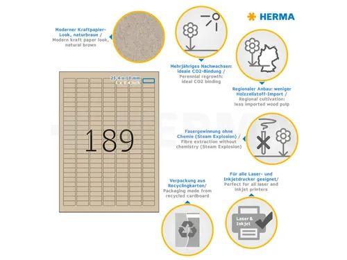 HERMA 10750 Silphie-papier Etiketten A4 25,4x10mm bruin 3780 stuks