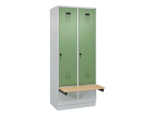 locker met bank,HxBxD 1950x800x815mm,2vak,vak B 400mm,draaigrendel