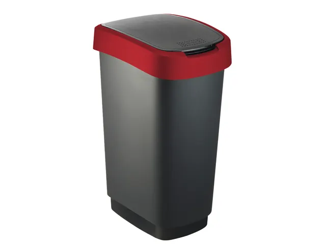 Poubelle Twist 50L Noir/Rouge