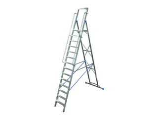 verrijdbare treden-platformladder eenzijdig 14treden stand H 3 3m - 1