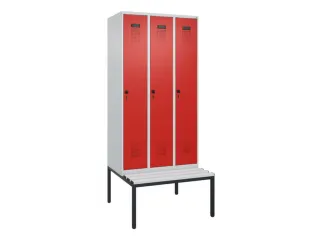 locker met bank,voor scheiding van kleding,HxBxD 2120x900x815mm,3vak - 2