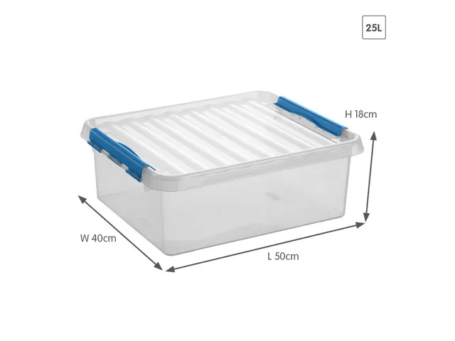 Q-line opbergbox 25L transparant blauw - 50c40c18cm