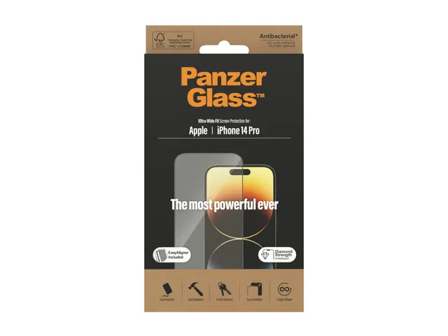 PanzerGlass Screen Protector iPhone 14 Pro | Ultra-Wide Fit w. Easy