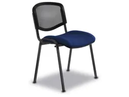 Buisstalen Stoel Donkerblauw Stof Netrug Zitting 475x415mm Frame Zwart