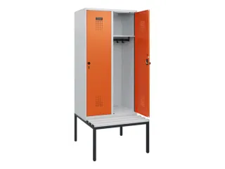 locker met bank,HxBxD 1950x800x815mm,2vak,vak B 400mm,draaigrendel - 1