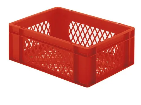 Euronorm-stapelbak 13l 145x400x300mm Wanden/bodem Opengewerkt Rood