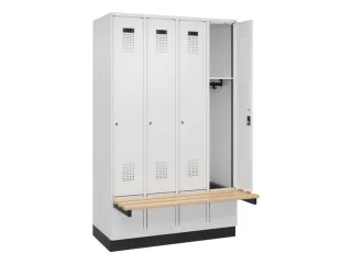 locker met bank,HxBxD 1950x1200x815mm,4vak,vak B 300mm,cilinderslot - 1
