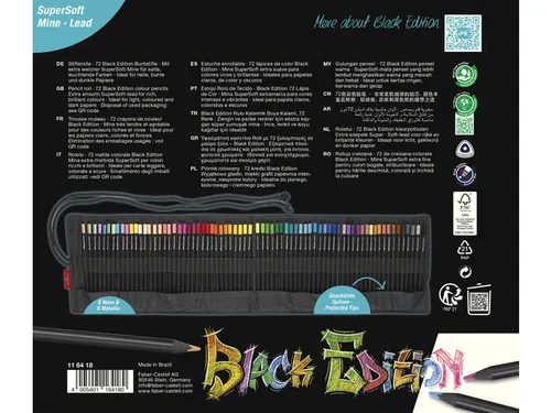 Kleurpotlood Faber-Castell Black Edition 72 stuks in roletui zwart