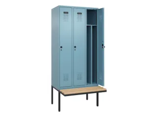 locker met bank,voor scheiding van kleding,HxBxD 2120x900x815mm,3vak - 1