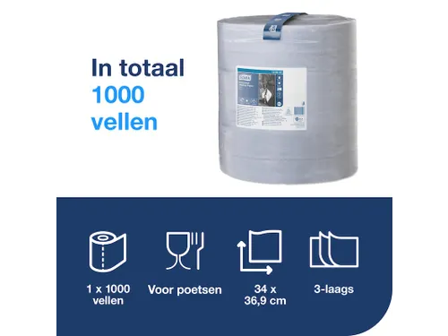 Tork 128407 Industrial Poetspapier 3-laags Blauw W1