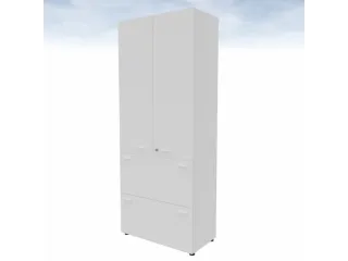 combikast,HxBxD 2140x860x450mm,2hangmappenframes,romp wit,front wit - 3