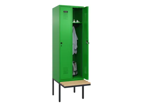 locker met bank,HxBxD 2120x600x815mm,2vak,vak B 300mm,draaigrendel