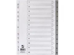 tabbladen 1-12 grijs A4 11-gaats