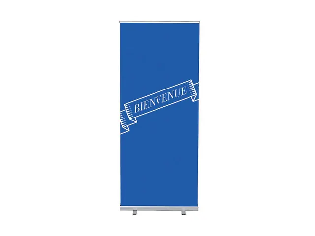 Roll-Banner 85x200 complete set met print "Bienvenue" Blauw