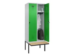 locker met bank,HxBxD 2120x800x815mm,2vak,vak B 400mm,draaigrendel