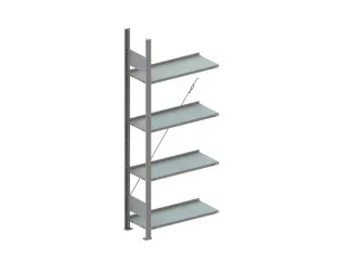 magazijnstelling,aanbouwveld,HxBxD 1850x756x336mm,vakl. 80kg,4xlegbord - 1