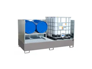 opvangbak,v. 2xIBC,opvangvol. 1000l,HxBxD 435x2650x1300mm,m. rooster - 1