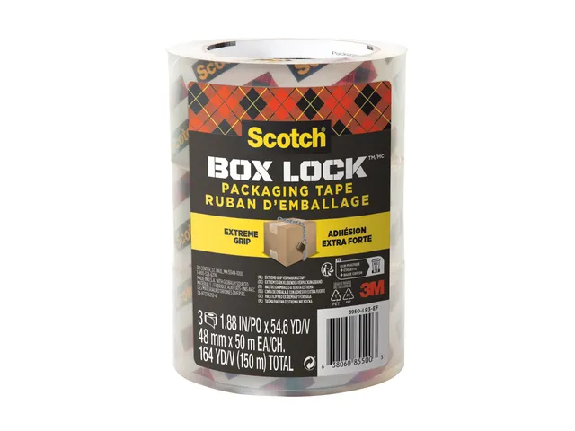 Verpakkingstape Scotch Box Lock 3950-EF 48mmx50m 3 stuks