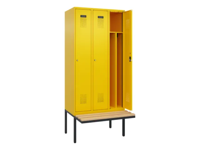 locker met bank,voor scheiding van kleding,HxBxD 2120x900x815mm,3vak
