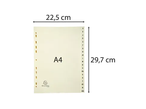 Tabbladen karton 155 g 20 tabs A-Z ivoor