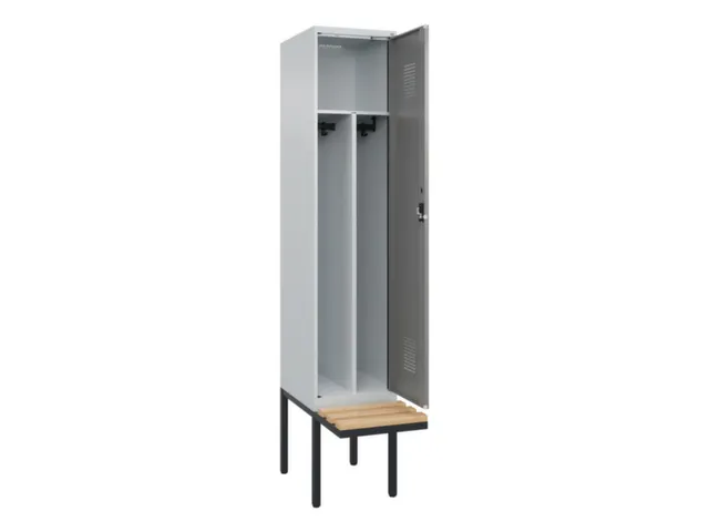 locker met bank,voor scheiding van kleding,HxBxD 2120x400x815mm,1vak