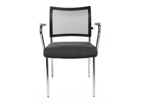 Bezoekersstoel Armleuningen Antraciet Stof Rug Netbekleding Zwart