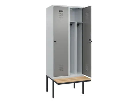 locker met bank,voor scheiding van kleding,HxBxD 2120x800x815mm,2vak