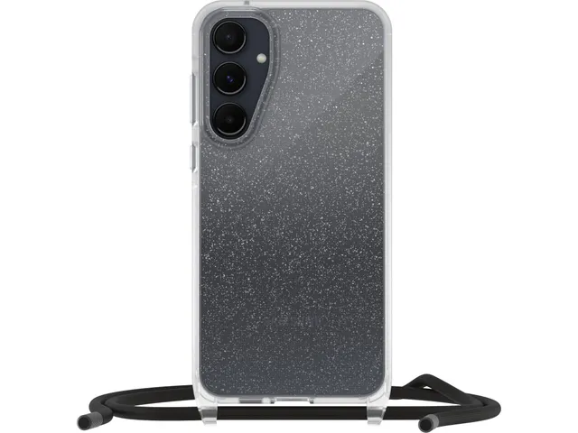 React Necklace Hoesje met koord Galaxy A55 5g transparant glitter