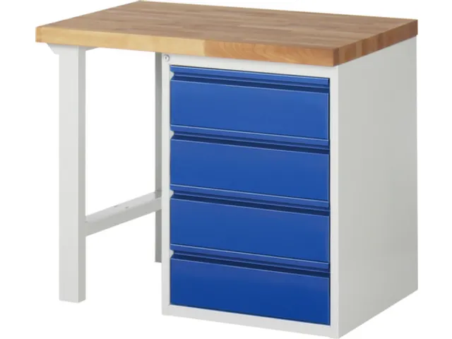 établi RAL7035/RAL5010 HxlxP 890x1000x700mm plateau hêtre force 1000