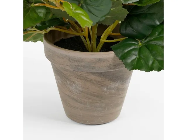 Kunstplant Mica Begonia wit in pot Stan grijs 25x30cm