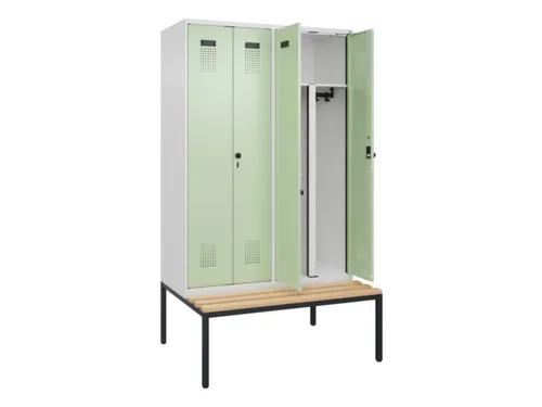 PBM-locker met bank,HxBxD 2120x1200x815mm,4vak,vak B 300mm
