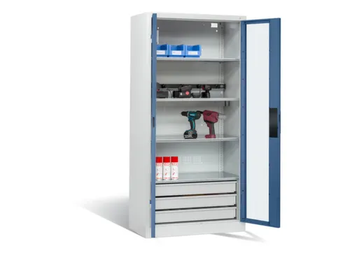acculaadkast 1950x930x500mm 5stekkerdozen 230V cil.-slot front RAL5023