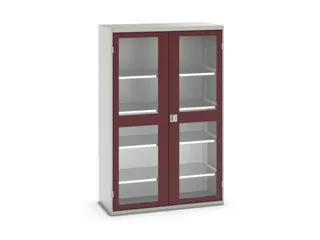 vitrinekast 2000x1300x550mm 4xStalen bodem romp RAL7035 front RAL3004 - 1
