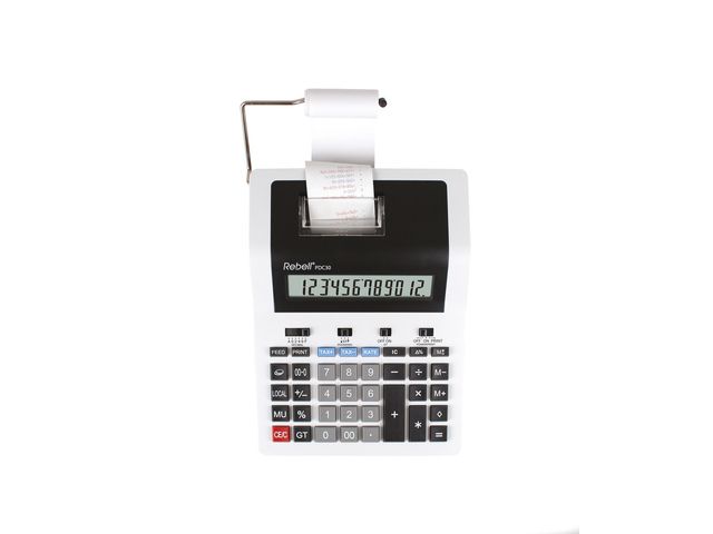 Calculator Rebell-PDC30-WB wit-zwart print | RekenmachinesWinkel.nl