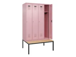locker met bank,HxBxD 2120x1200x815mm,4vak,vak B 300mm,cilinderslot