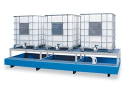 Opvangbak 3x Ibc Opvangvol. 1000l Staal 645x 3850x 1400mm Aftapbok