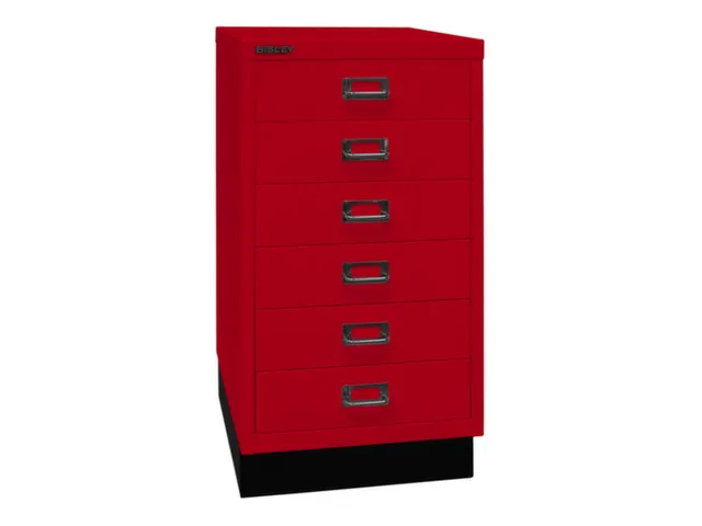 kantoor-ladekast HxBxD 670x349x432mm 6 laden romp kardinaalrood staal