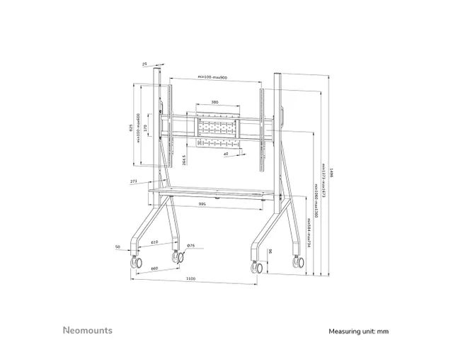 Neomounts MOVE Go FL50-525WH1 Support au sol mobile écran 55-86 inch