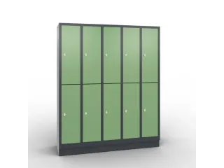 lockerkast draaigrendel 1800x1480x500 5x2vakken RAL7021 front RAL6011 - 1