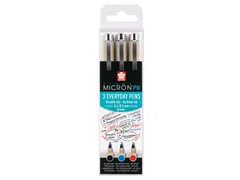 Fineliner Sakura pigma micron 0.4mm blister à 3 stuks assorti